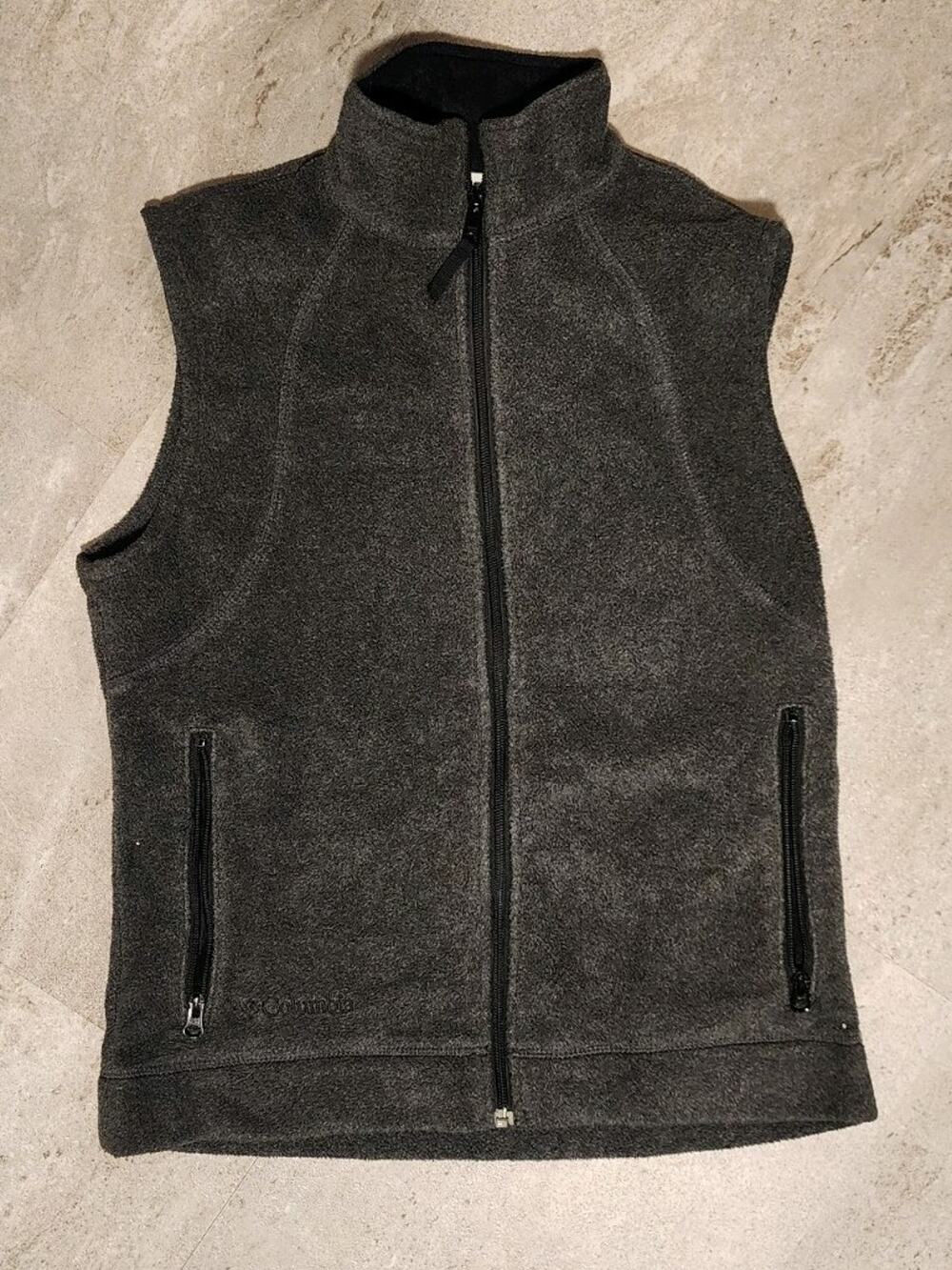 Columbia Womens S Charcoal Grey Fleece Vest Benton Springs Full Zip Small